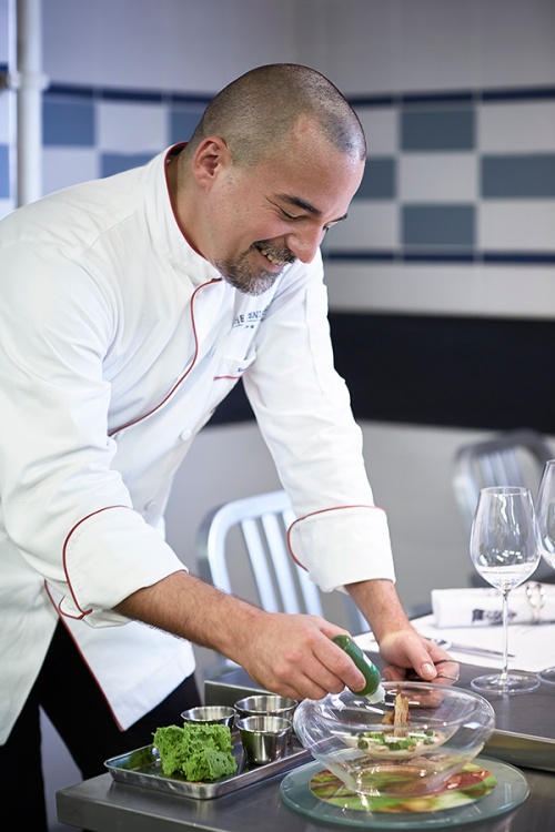 Chef Xavier Boyer plating up at the Chef's Table